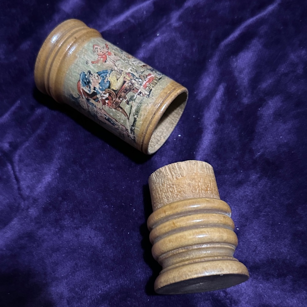 Antique Wooden German Perfume Bottle Holder with Paper Painted Design - Picture 2 of 8